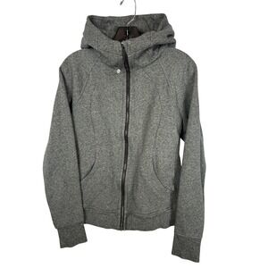 Lululemon Scuba Full Zip Hoodie Heathered Grey Thumbholes Athleisure 8 Medium